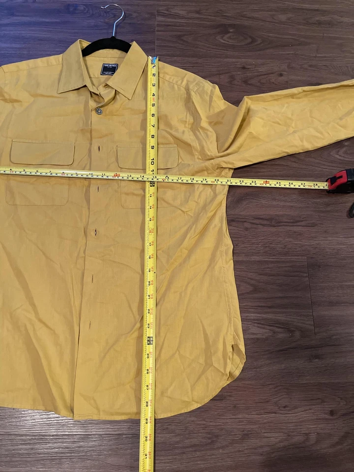 Camisa Todd Snyder Para Hombre Mediana Amarilla Con Botones Manga Larga Dos Bolsillos en el Pecho Foto 3 de 4