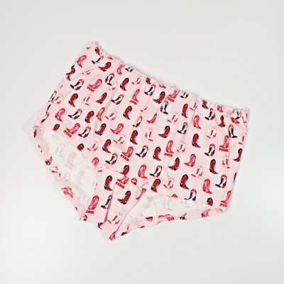 PINK Victoria's Secret Cotton Boyshort Panty Cowboy Boots Print Size L