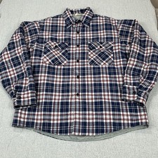 Vintage Sears Flannel Shirt Men XL Plaid Perma-Prest Lined USA 70  s Jacket