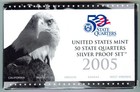 2005-S U.S. SILVER QUARTER PROOF SET - 5 COINS - ORIG. BOX & COA -BOX SHOWS WEAR — photo 3