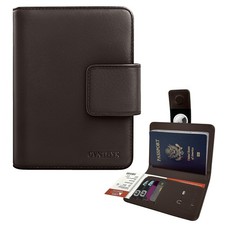 Premium Full-Grain Leather Passport Holder with Hidden AirTag Slot - RFID Blo...