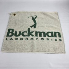 Buckman Laboratories Golfing towel 16x19 Cotton Hook hang on Bag Green