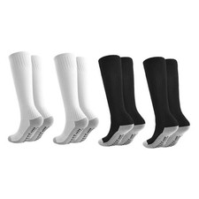 Boys Athletic Soccer Socks Knee High Socks Grip 5-7 Years Black/White 4 Pack