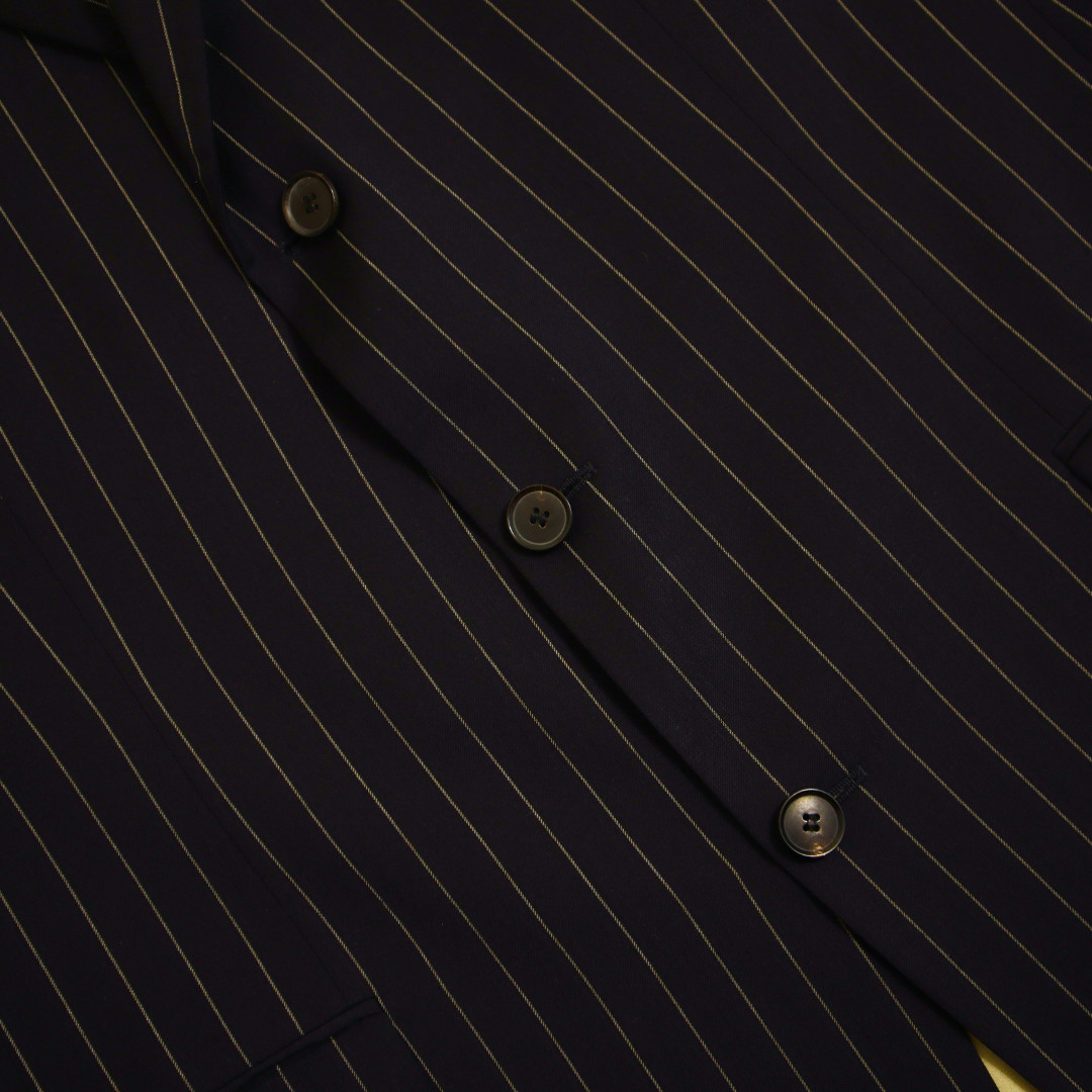 Vintage Hugo Boss 2 Piece Suit 44R Navy Blue Pinstripe Wool 3 Button thumbnail 7