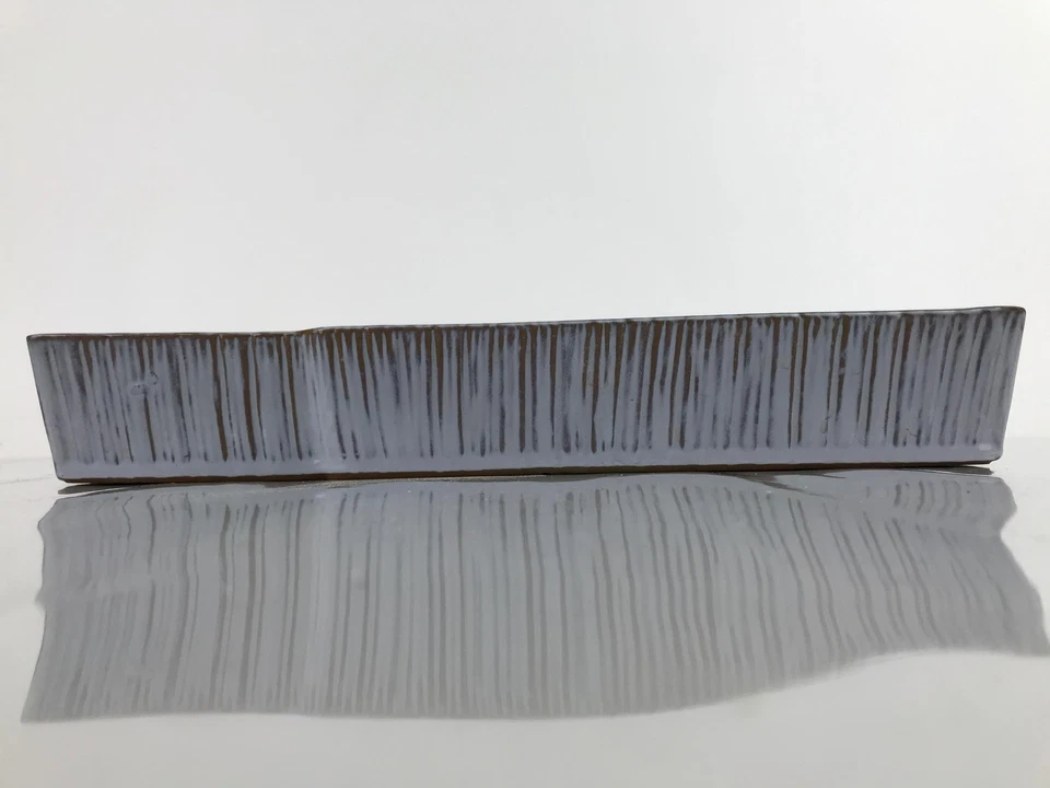 Florero Suiban de Cerámica Japonés De Colección Arreglo Ikebana Gris Rectángulo PY869 Foto 2 de 4