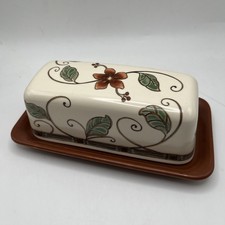 Vintage Pfaltzgraff Butter Dish Mission Flower Pottery Stoneware 1/4 Lb. EUC