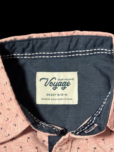 Camicia Craft + Flow Voyage con bottoni ragazzo taglia 10-12 rosa palme hawaiane - Foto 5 di 7