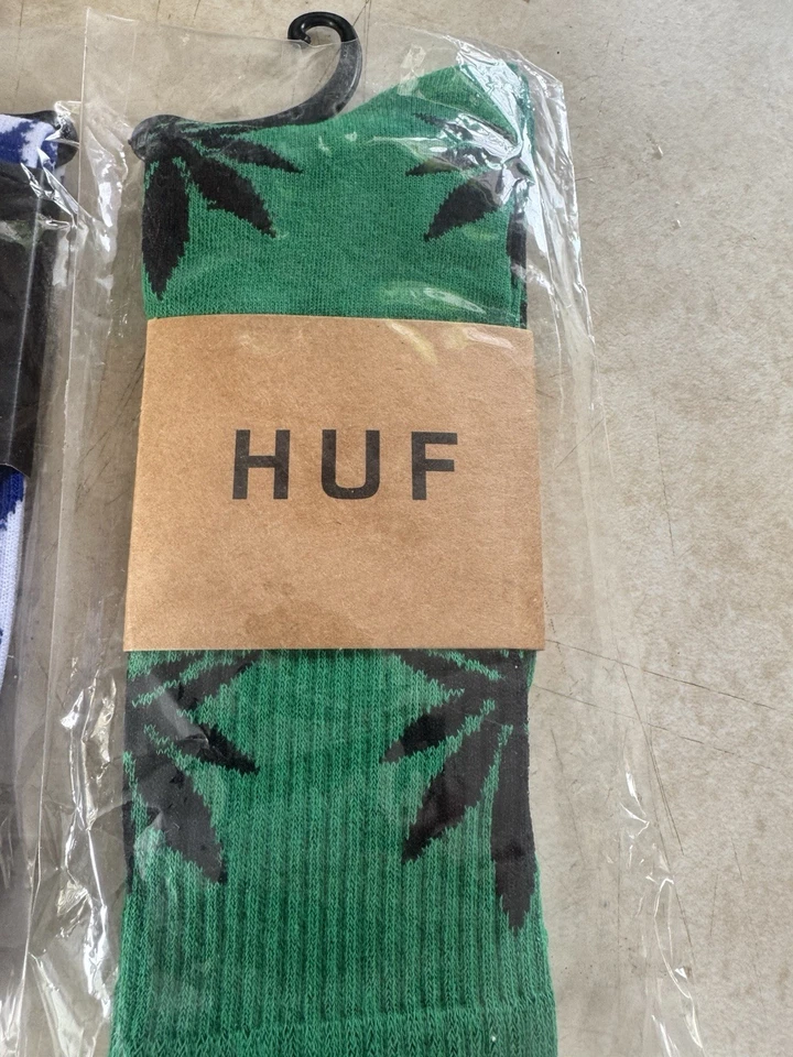 Calcetines Huf Verde/Negro Marihuana Pot Leaf Calcetines Talla 1 para Adultos + Caja de Cannabox Bonificación Foto 3 de 4