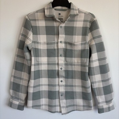 All In Motion Size S Women s Green Plaid Sweatshirt Material Snap Down Shirt