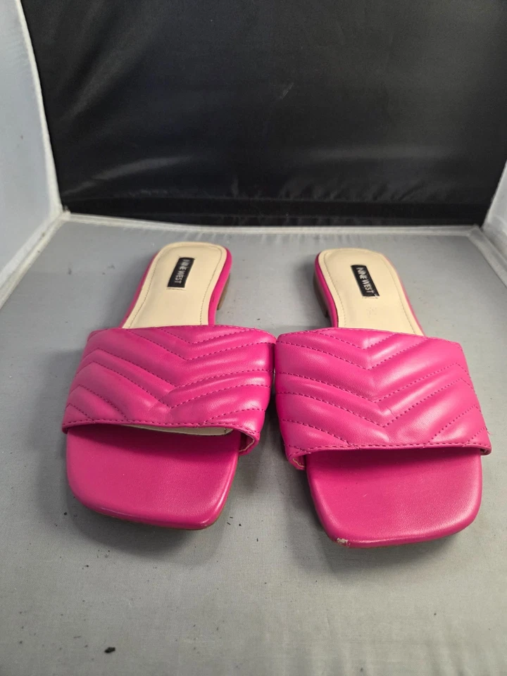 Zapatillas acolchadas Nine West planas para mujer rosa talla US 7M punta abierta cuadrada Foto 2 de 4