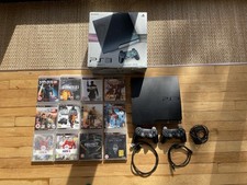 Sony PlayStation 3 Slim Console 250GB with 2 Controllers, Cables and 12 Games