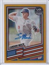 2026 Panini Stars & Stripes Prizm USA Baseball #112 Landon Mack Gold Auto