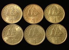 Greece 1 Drachma 1976 , 78 , 80 , 82 , 84 ,86 Lot of 6 Coins WCA 709