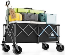 48" XL Collapsible Wagon Cart, 560 lbs Capacity Heavy Duty Folding Wagon with...