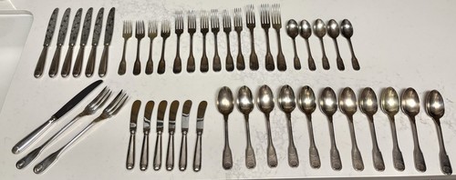 Vintage CHRISTOFLE Vendome Arcantia Muschel Silber Teller Besteck Konvolut 45 Teile