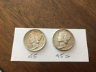 1945, 1945 D  Mercury Dimes, (2)       Higher Grade