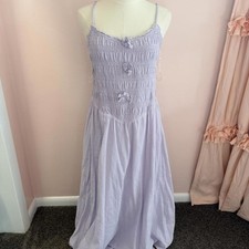 American Eagle Lavender Smocked Maxi Dress – Size M – Cottagecore Bow Detail