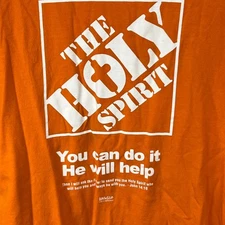 The Holy Spirit Home Depot Funny Orange Graphic T Shirt Size 2XL READ