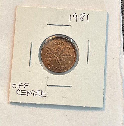 1980 one cent Canadian coin off-center - Picture 1 of 12