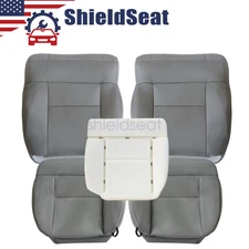 Driver & Passenger Bottom & Top Seat Cover Gray & Foam For 2004-2008 Ford F150