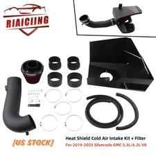 For 2019-2025 Silverado 5.3L/6.2 V8 Heat Shield Cold Air Intake Kit + Red Filter