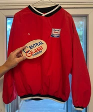 Vintage Men's Pullover Windbreaker Work Jacket M - Central Glass & Mirror +Patch