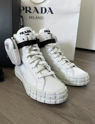 PRADA Wheel Re-Nylon Gabardine high-top sneakers SZ 37 US 7 pouch