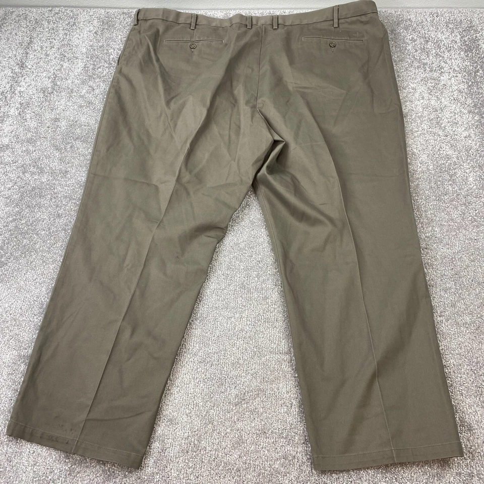 Pantalones chinos DOCKERS rectos delanteros planos para hombre grandes 52x30 marrón bolsillo de corte Foto 4 de 4
