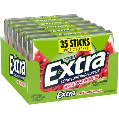 Sugar Free Watermelon Chewing Gum Pack of 6, 35 Sticks - Mega Bulk Supply