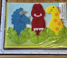 Papyrus Premium Greeting NEW Card Happy Birthday Finger Puppet Dinosaur Dino Kid