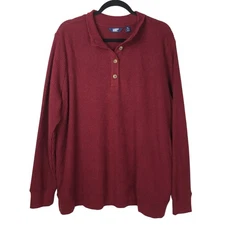 Lands End Womens Waffle Knit 1/4 Button Top Size 1X Fisherman Thermal Cozy