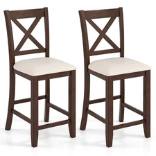 Giantex 24 Bar Stools Set of 2, Farmhouse Counter Height Barstools w/Footrest,
