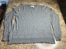 Zadig  Voltaire Men's Cashmere Crewneck Skull Sweater Gray Large Raw Hem