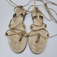 Bottega Veneta Women's Leather Gladiator Sandals Brown Thong Flats EU 41 /10.5