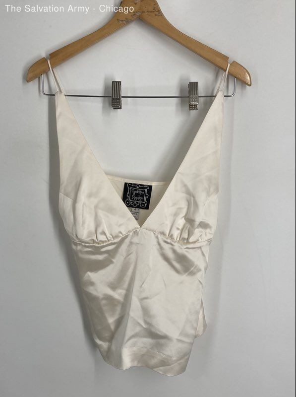 Cynthia Rowley Womens Cream Silk V-Neck Camisole Blouse Top Size 4