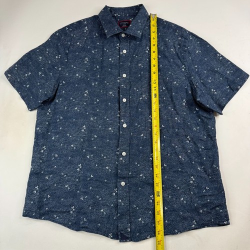 UNTUCKit Men's Large Navy Blue 100% Linen Butterfly Graphic Button Up Shirt - Picture 6 of 9