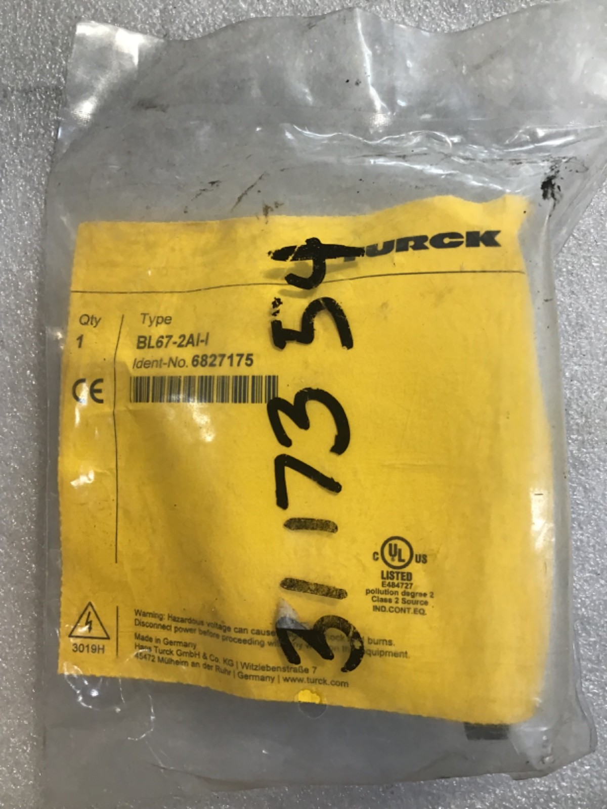 TURCK BL67-2-AI-I ELECTRONIC MODULE NEW IN PKG.