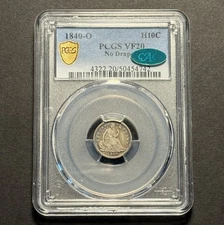 1840-O Seated Liberty Half Dime No Drapery — PCGS VF20 CAC ✅ Toned 🌈 