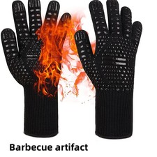 Heat Resistant Silicone BBQ Gloves Non Slip Insulation Microwave Grill Camping