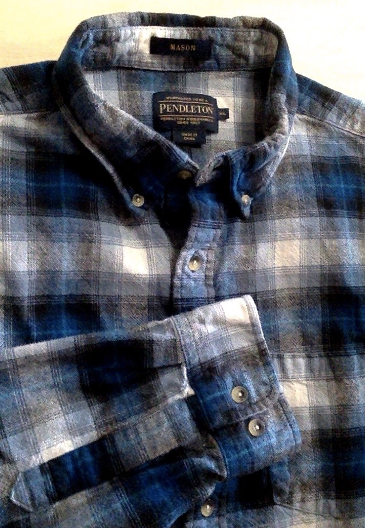 Pendleton Men's Mason Flannel Blue Plaid Button Down Shirt Size XL Cotton