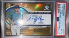 COLE YOUNG 2023 Bowman Chrome Scouts Top 100 Auto PSA 10, 10/50 Seattle Mariners