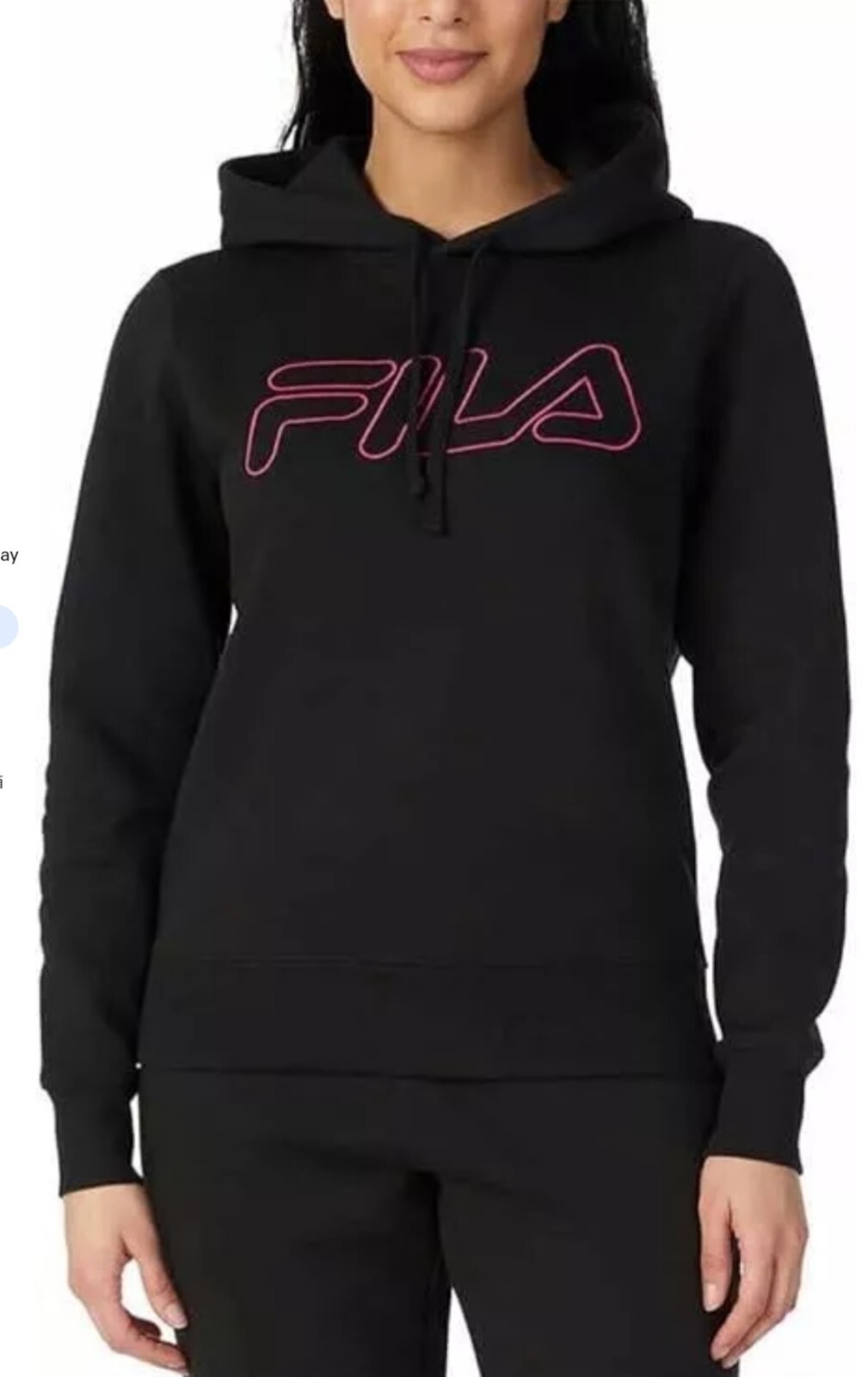 Felpa con cappuccio pullover in pile medio da donna Fila Nero