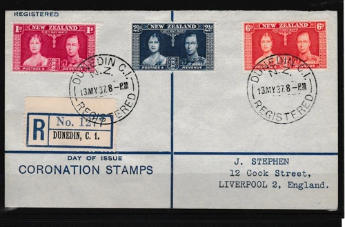 New Zealand KGVI 1937 Coronation Registered FDC WS40985