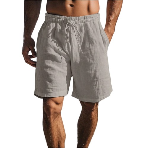 Men Cotton Linen Sports Shorts Casual Loose Jogging Short Pants Baggy Sweatpants - Picture 13 of 18