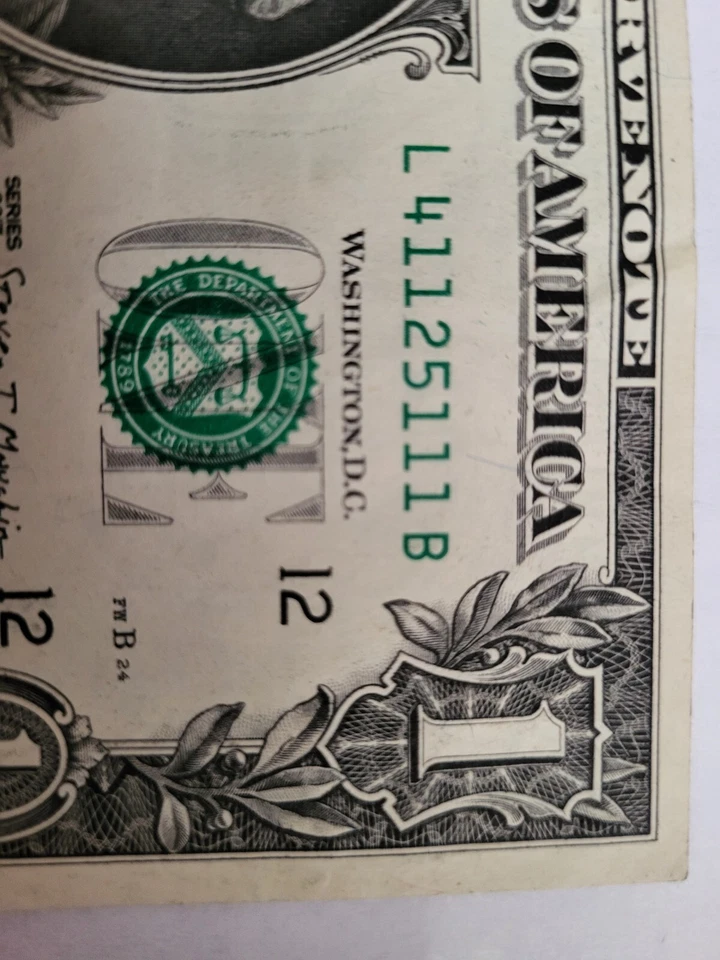 Federal Reserve Notes $ 1 Bill Very Low Serial Number  - Image 2 of 2