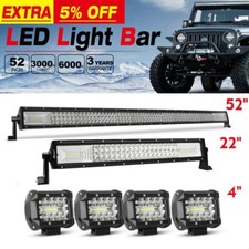 52 Inch Led Light Bar 22 4 Pods Combo Kit For Jeep Wrangler Jk Tj Yj Cj