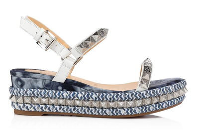 pyraclou denim wedge platform sandals