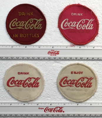 ORIGINAL   LOT OF FOUR  (4)  VINTAGE  3''   COCA~COLA  CLOTH  PATCHES  ~~ LOT 4