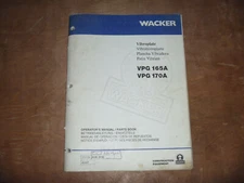 Wacker VPG 165A Vibroplate Owner Operator Maintenance Parts Catalog Manual 8038