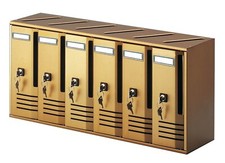 CASSETTA POSTALE  CASSETTIERA 6 POSTI SERIE 'CUBO' ALUBOX BRONZO cm 62x17,5x30H